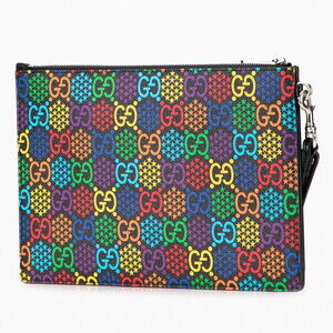 Gucci Leather Multicolored Clutch Black Shoulder GG Psychedelic Bag